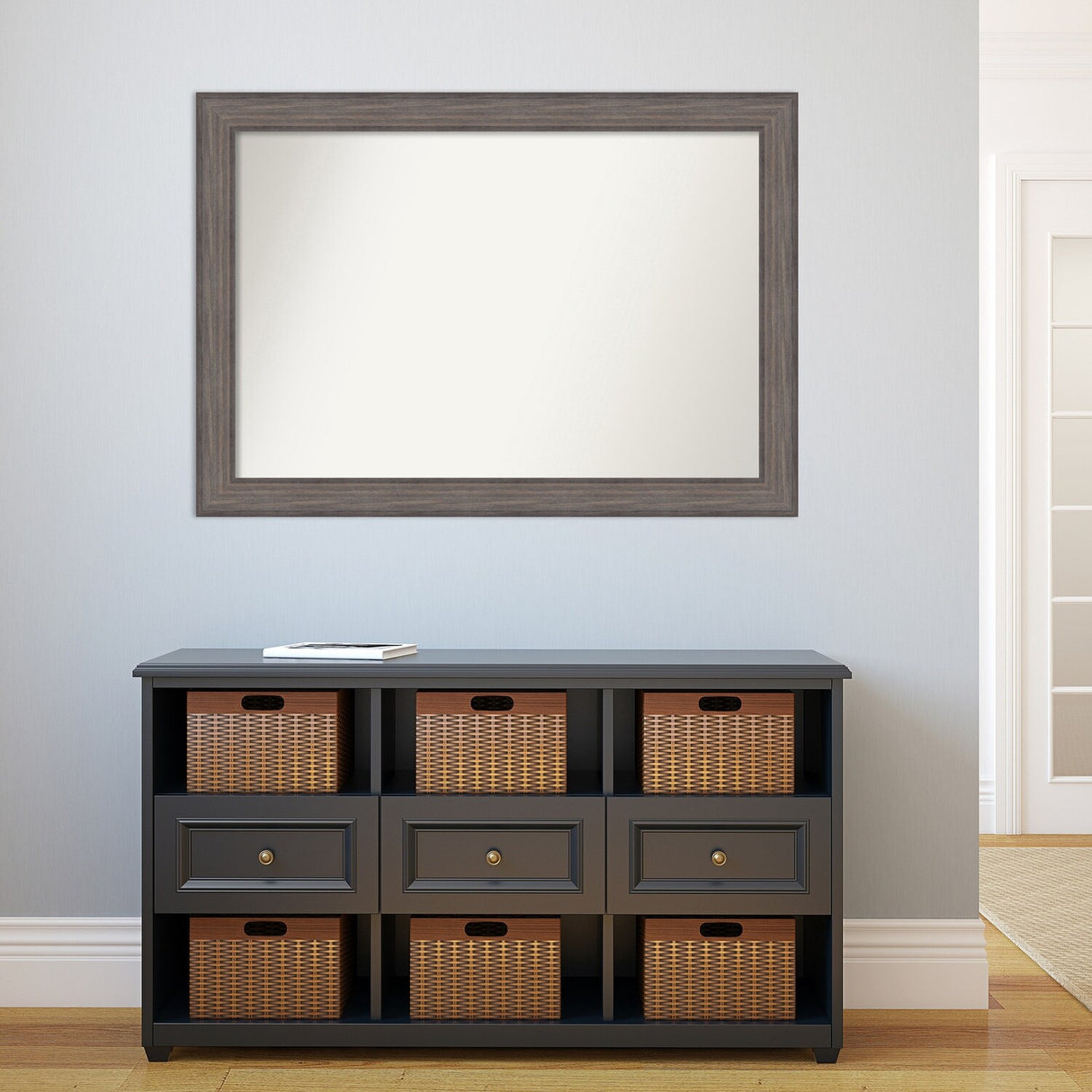 Large Non-Beveled Custom Wall Mirror - Country Barnwood Frame