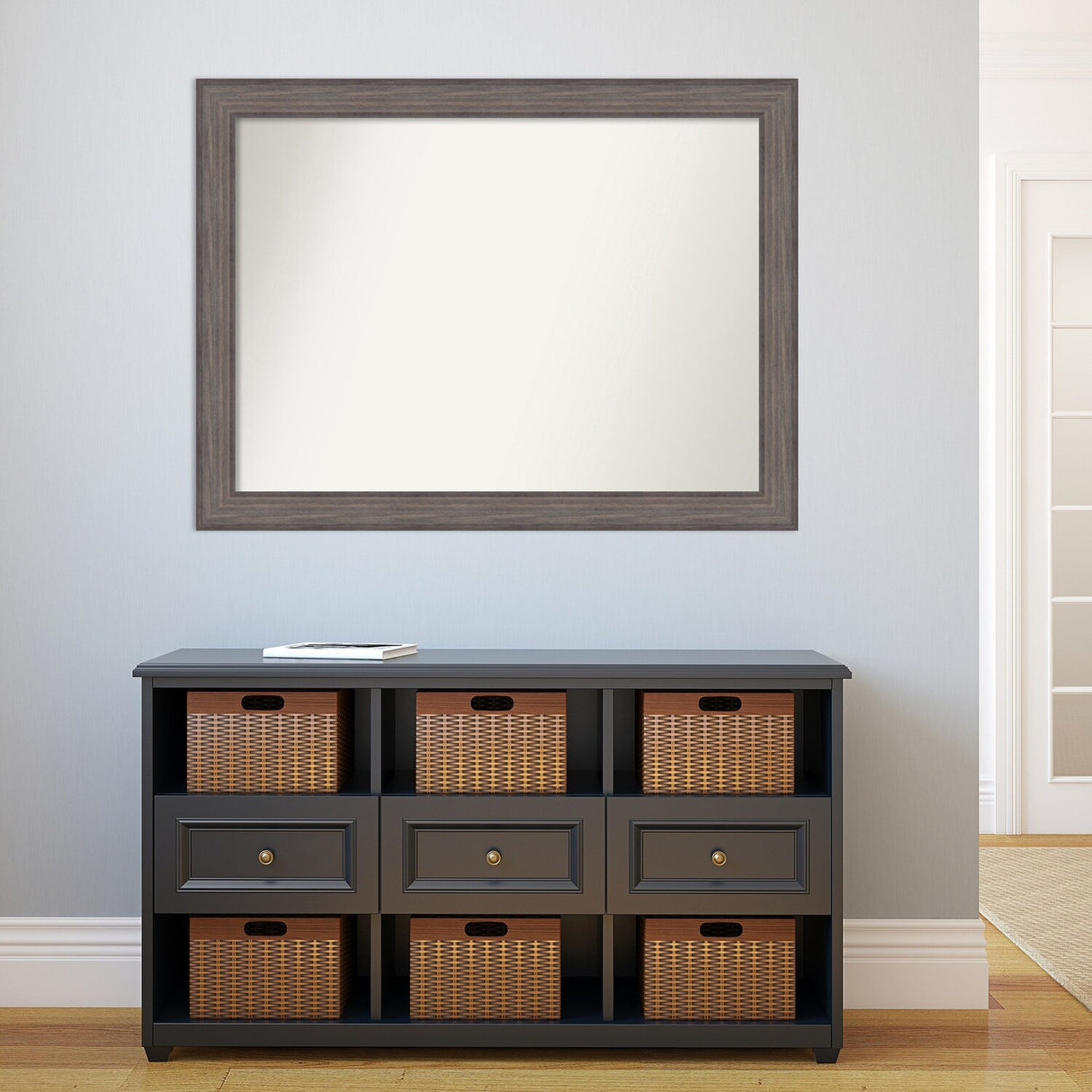 Large Non-Beveled Custom Wall Mirror - Country Barnwood Frame