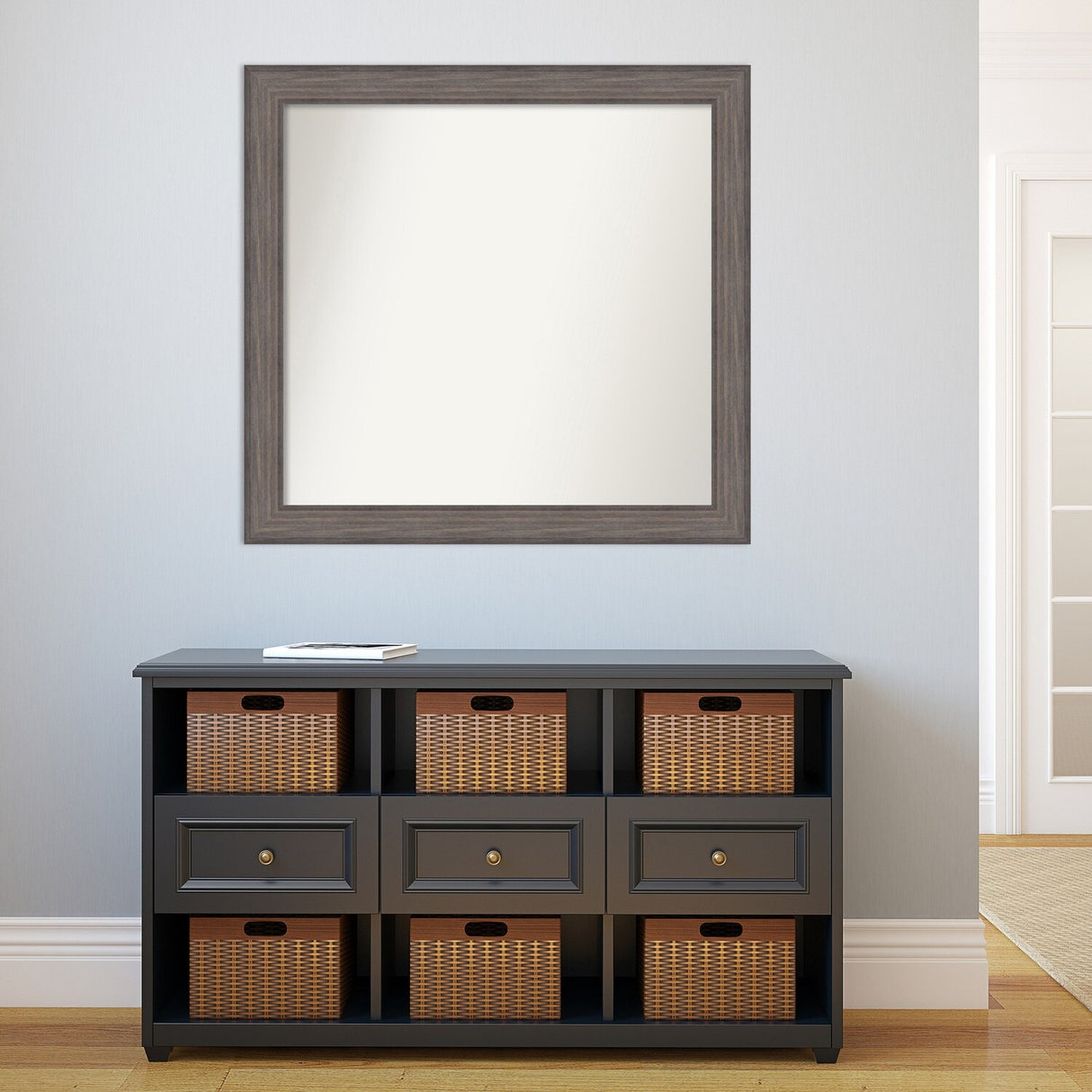 Large Non-Beveled Custom Wall Mirror - Country Barnwood Frame