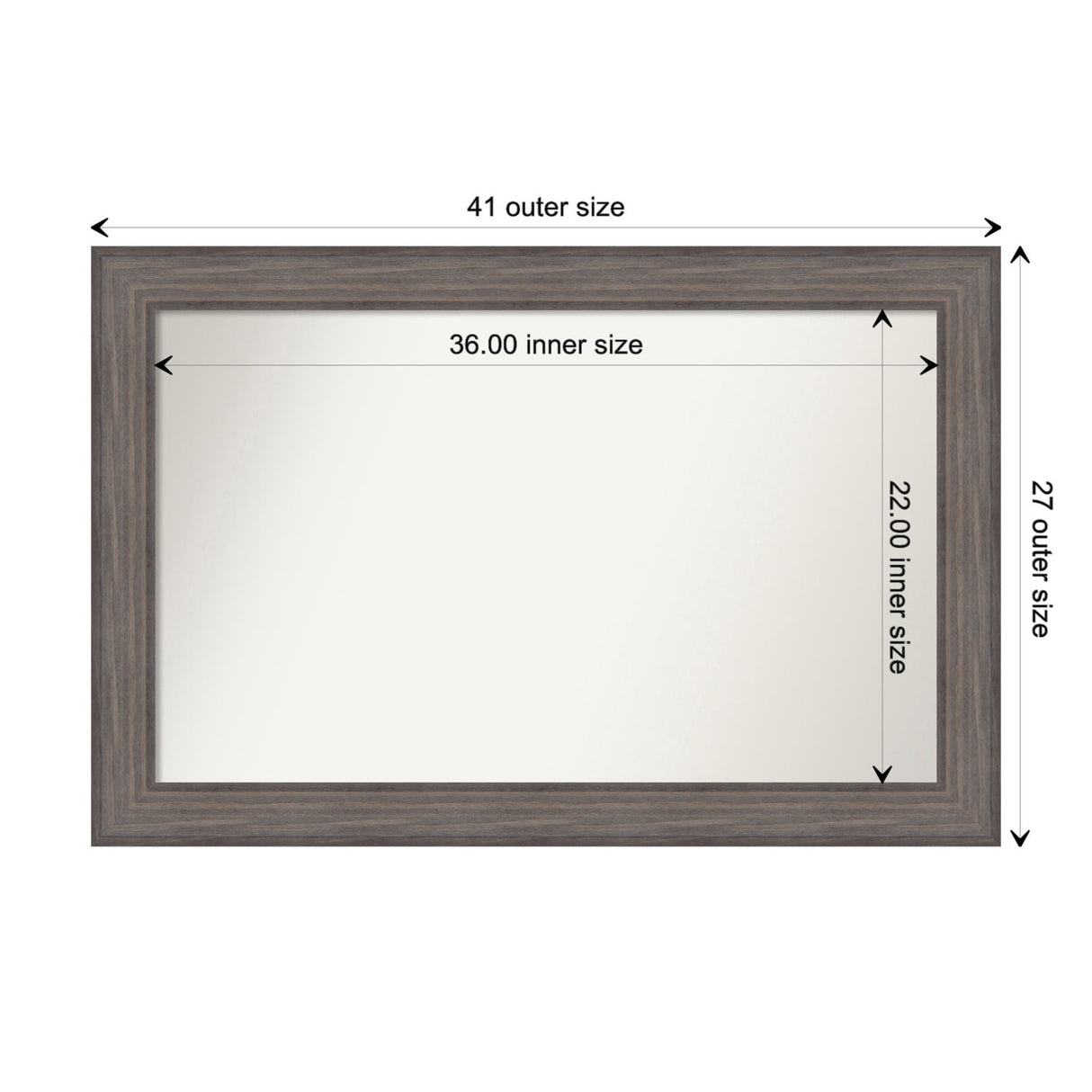 Large Non-Beveled Custom Wall Mirror - Country Barnwood Frame