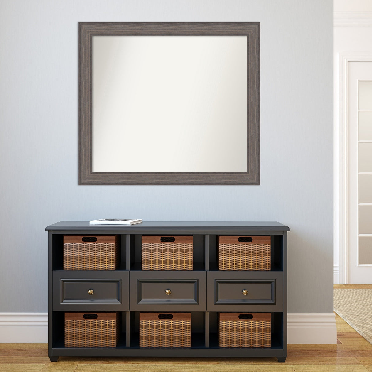 Large Non-Beveled Custom Wall Mirror - Country Barnwood Frame