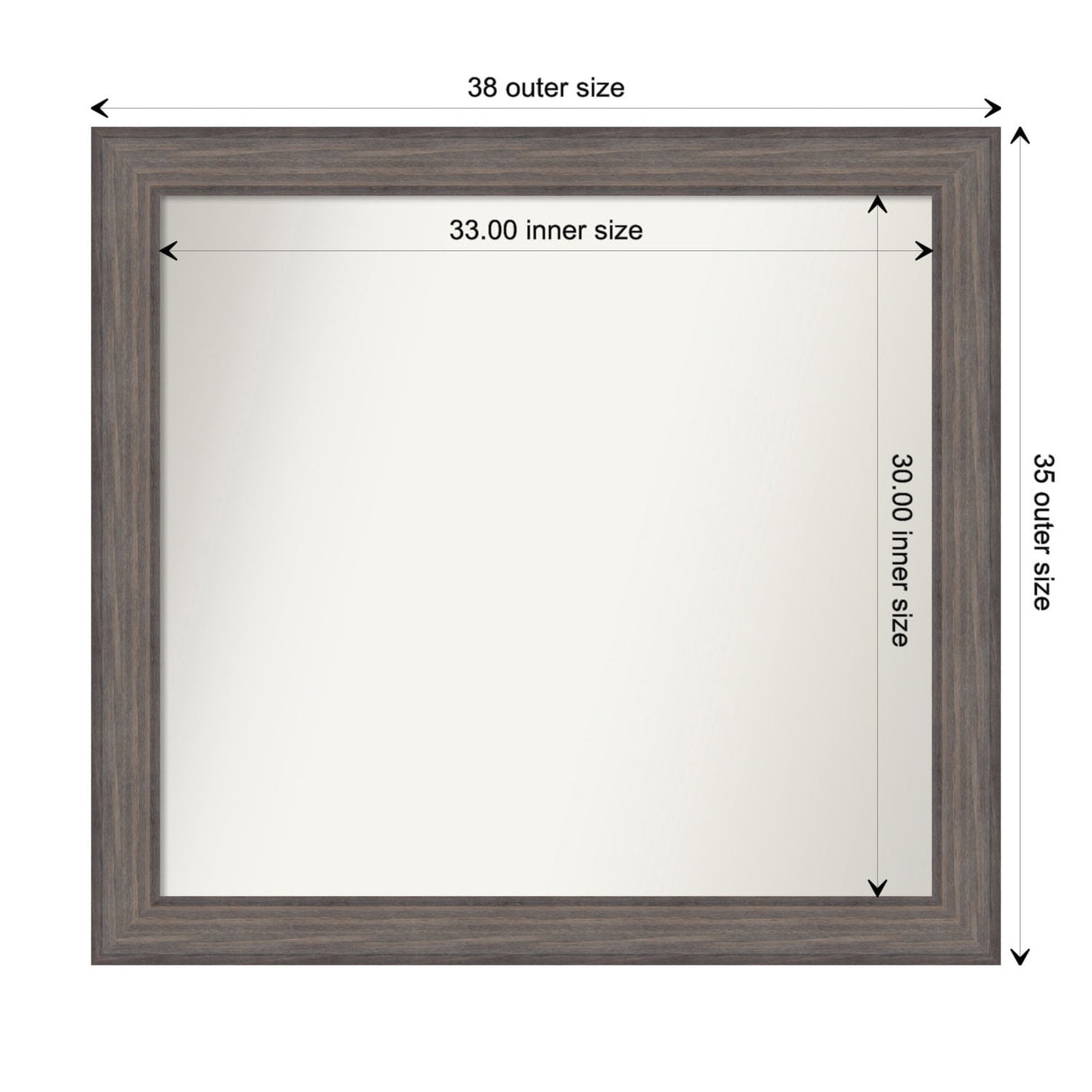 Large Non-Beveled Custom Wall Mirror - Country Barnwood Frame