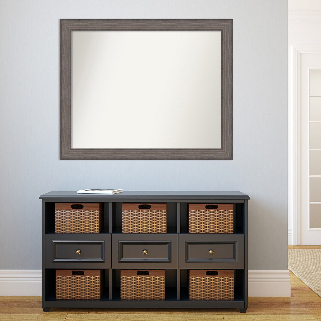 Large Non-Beveled Custom Wall Mirror - Country Barnwood Frame