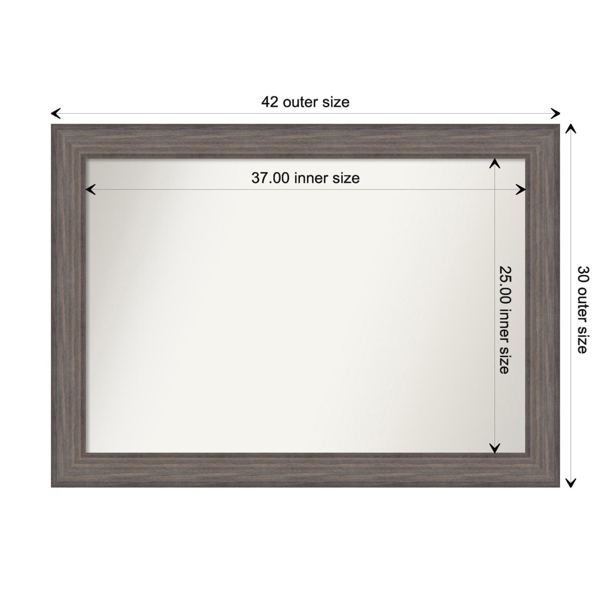 Large Non-Beveled Custom Wall Mirror - Country Barnwood Frame