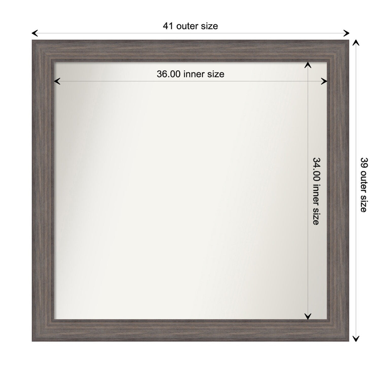 Large Non-Beveled Custom Wall Mirror - Country Barnwood Frame