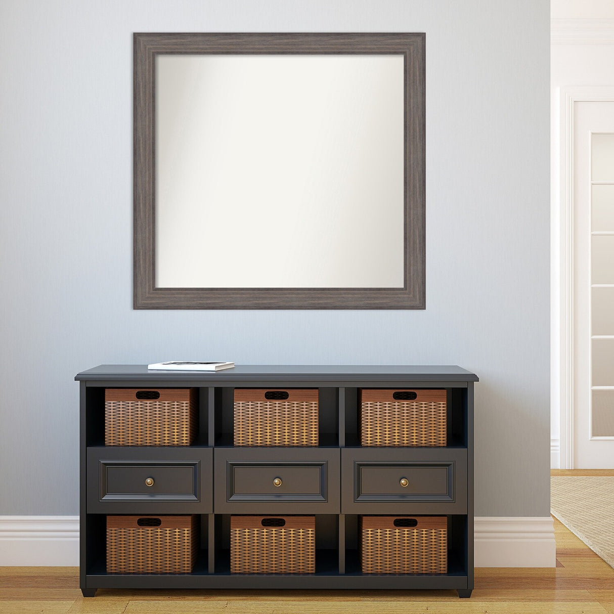 Large Non-Beveled Custom Wall Mirror - Country Barnwood Frame