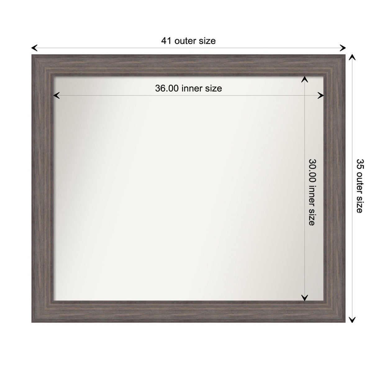 Large Non-Beveled Custom Wall Mirror - Country Barnwood Frame