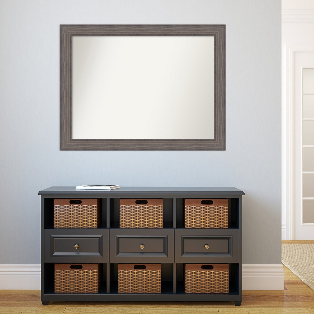 Large Non-Beveled Custom Wall Mirror - Country Barnwood Frame