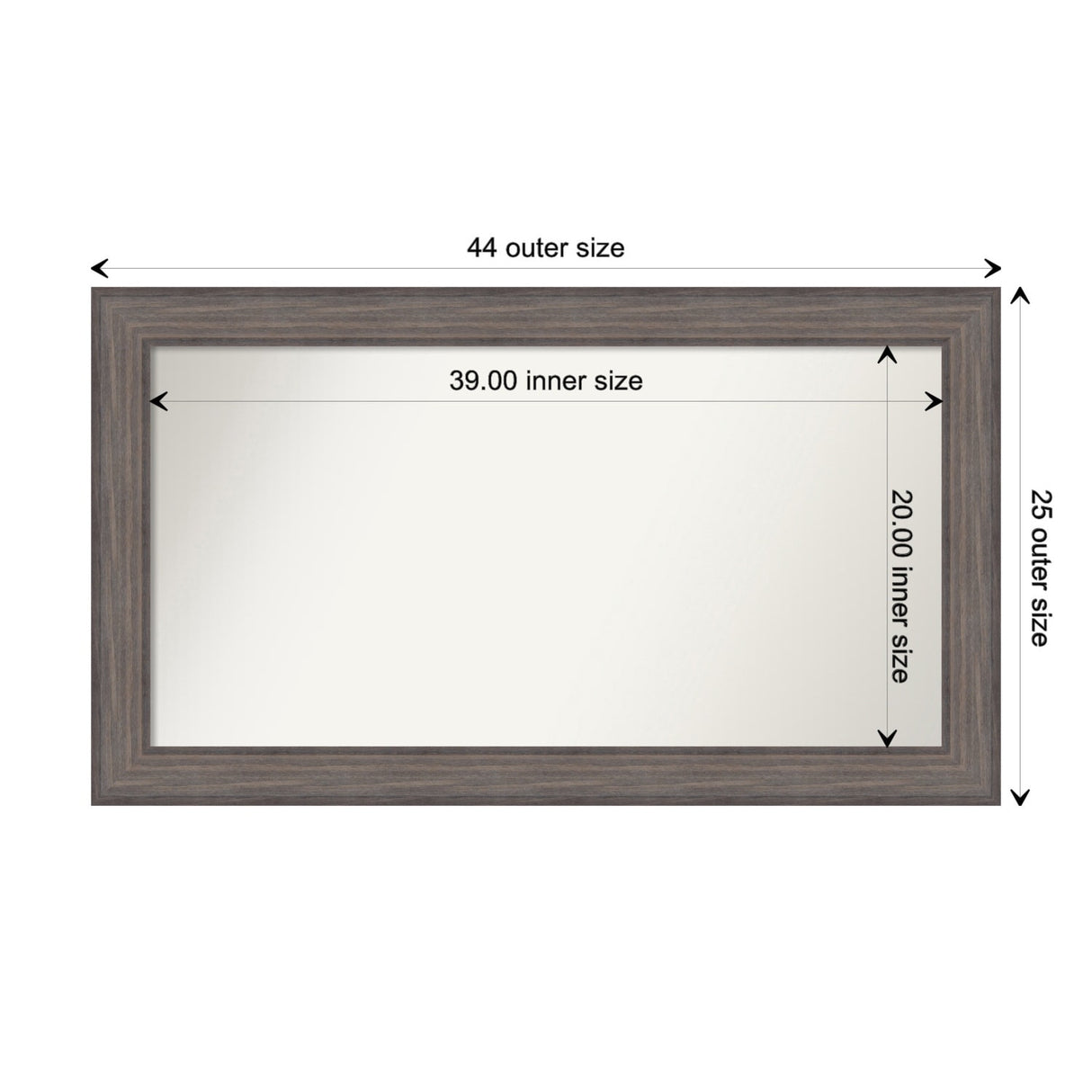 Large Non-Beveled Custom Wall Mirror - Country Barnwood Frame
