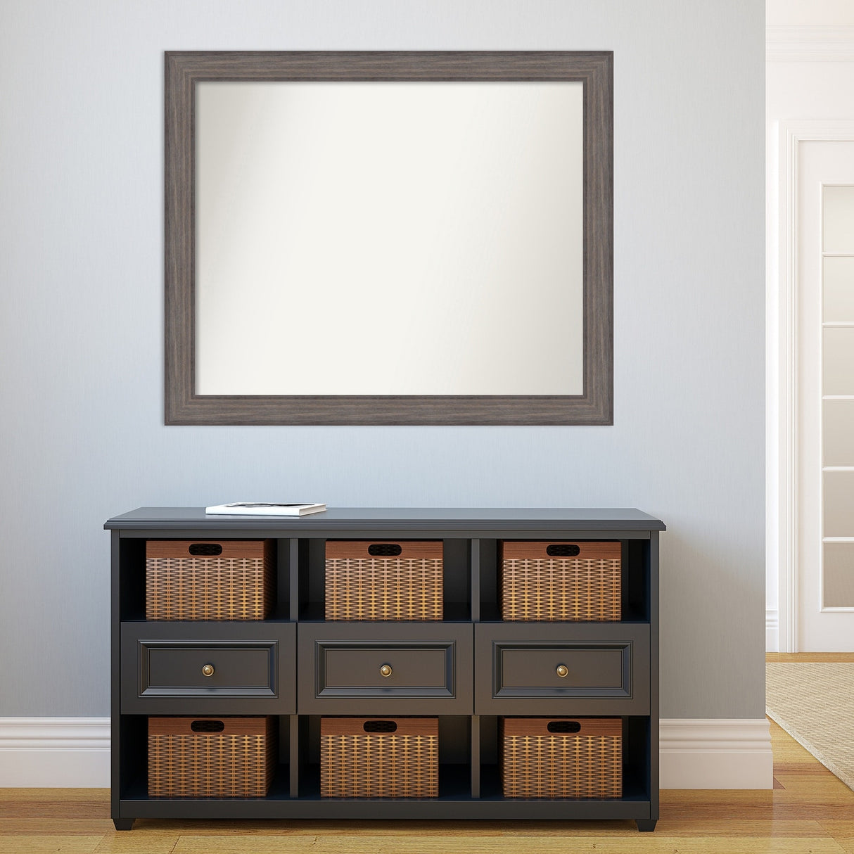 Large Non-Beveled Custom Wall Mirror - Country Barnwood Frame