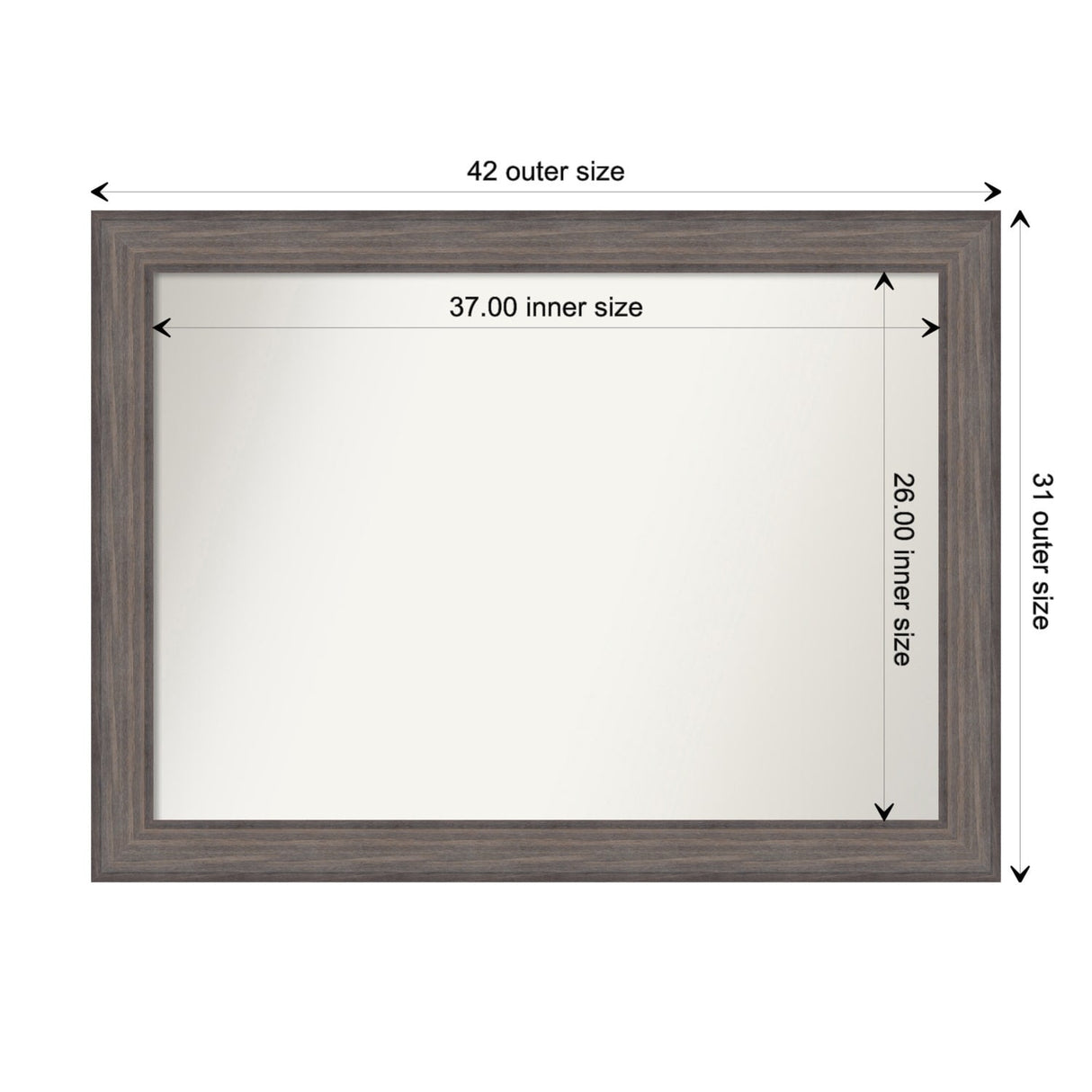 Large Non-Beveled Custom Wall Mirror - Country Barnwood Frame