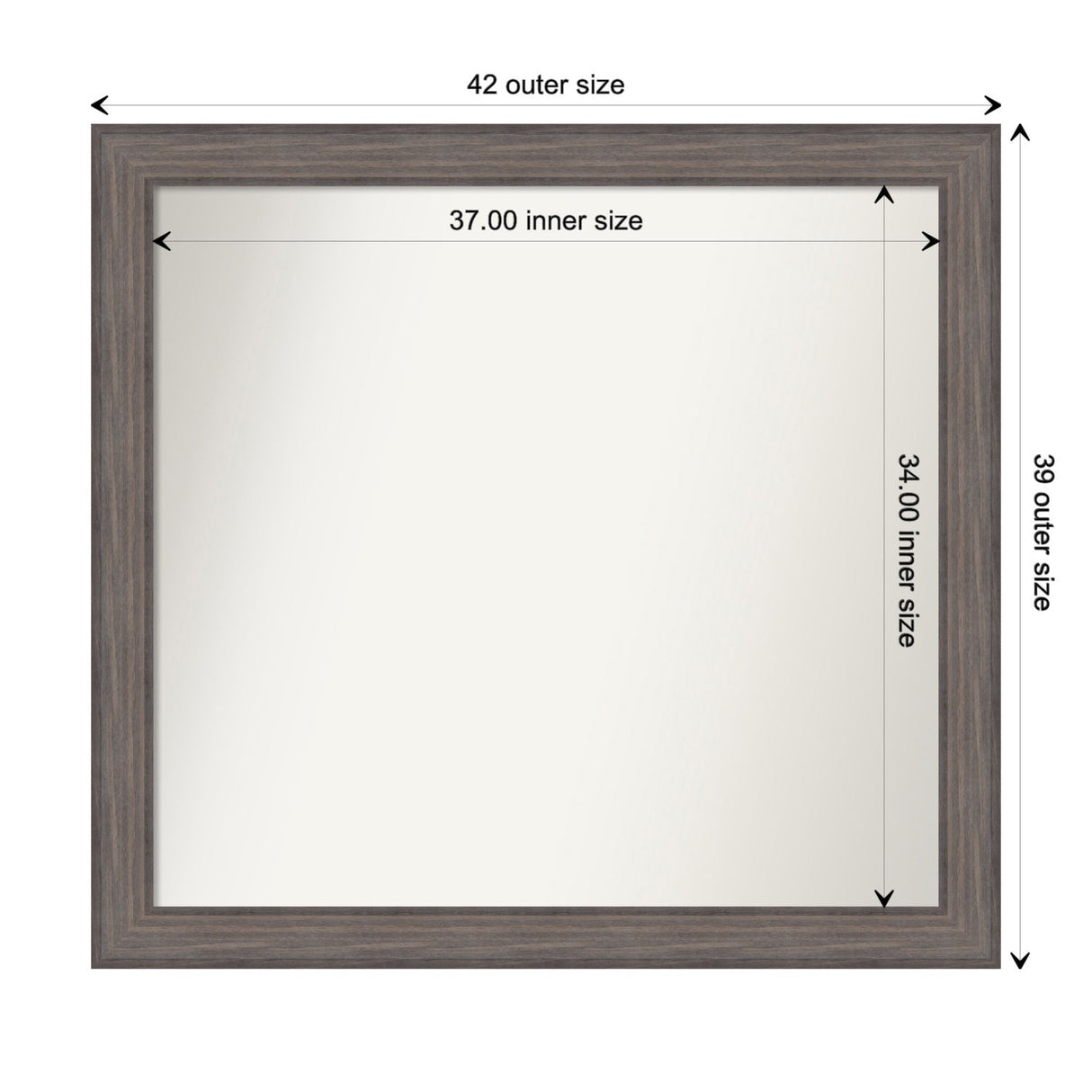 Large Non-Beveled Custom Wall Mirror - Country Barnwood Frame