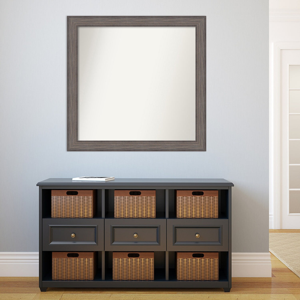 Large Non-Beveled Custom Wall Mirror - Country Barnwood Frame