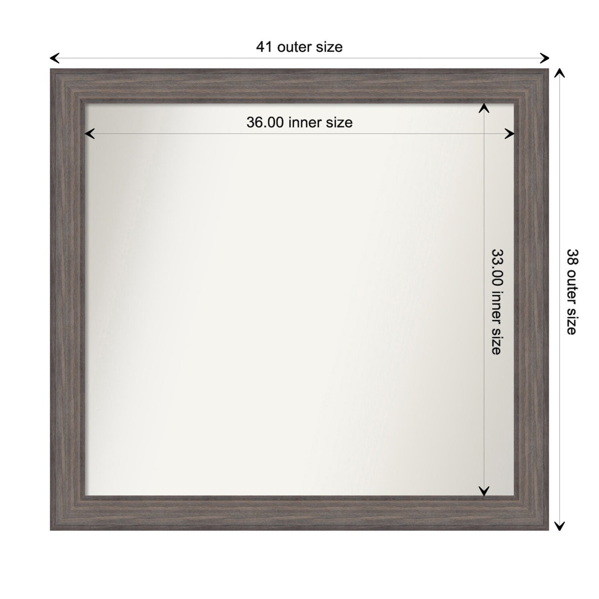 Large Non-Beveled Custom Wall Mirror - Country Barnwood Frame