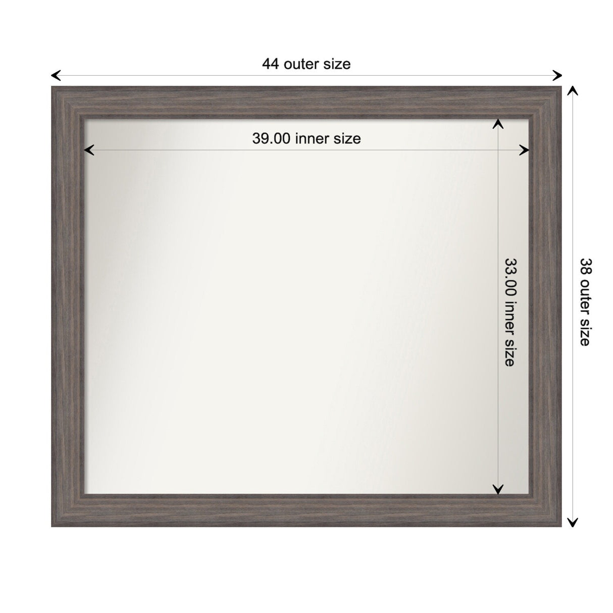 Large Non-Beveled Custom Wall Mirror - Country Barnwood Frame