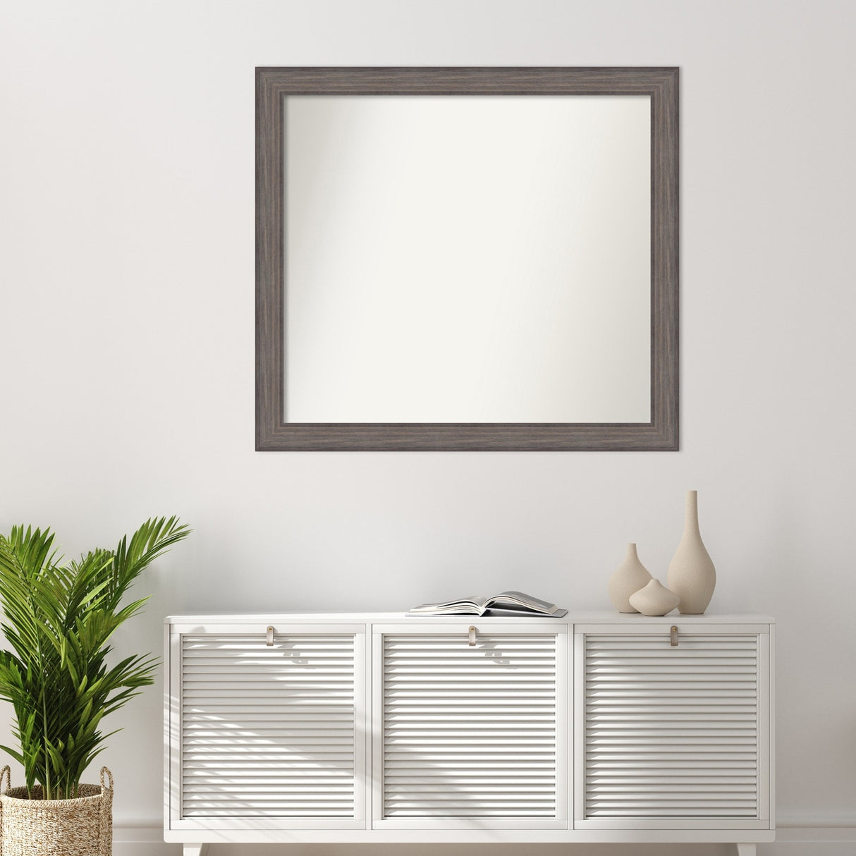 Large Non-Beveled Custom Wall Mirror - Country Barnwood Frame