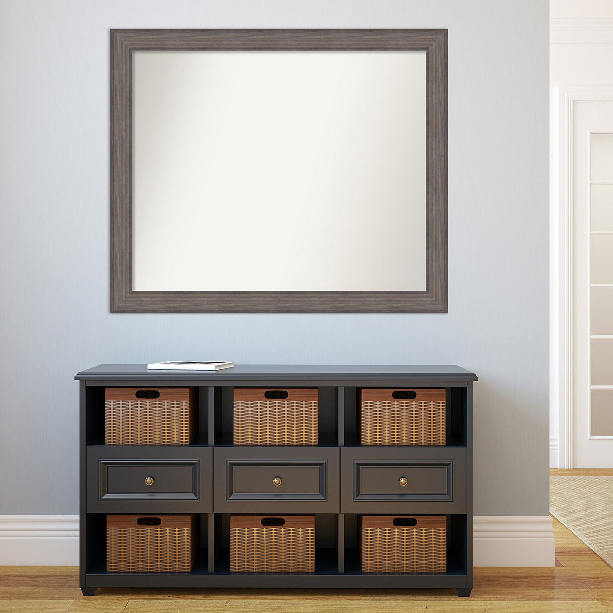 Large Non-Beveled Custom Wall Mirror - Country Barnwood Frame