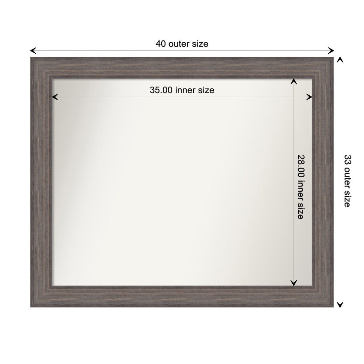 Large Non-Beveled Custom Wall Mirror - Country Barnwood Frame