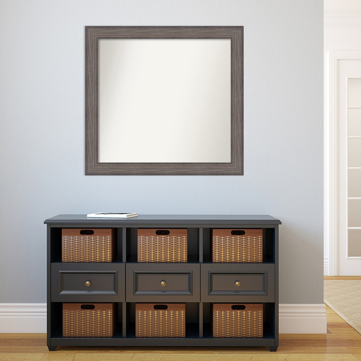 Large Non-Beveled Custom Wall Mirror - Country Barnwood Frame