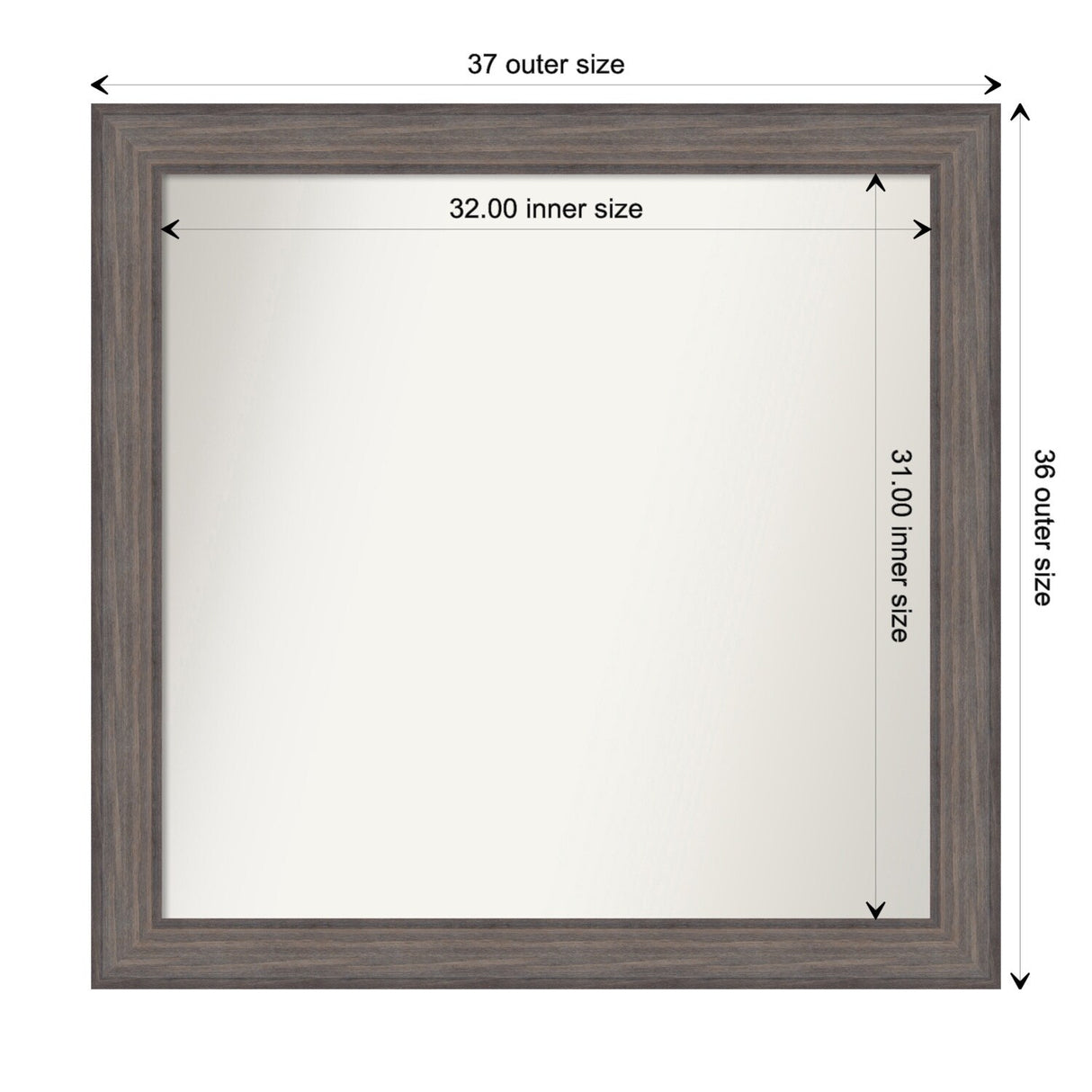 Large Non-Beveled Custom Wall Mirror - Country Barnwood Frame