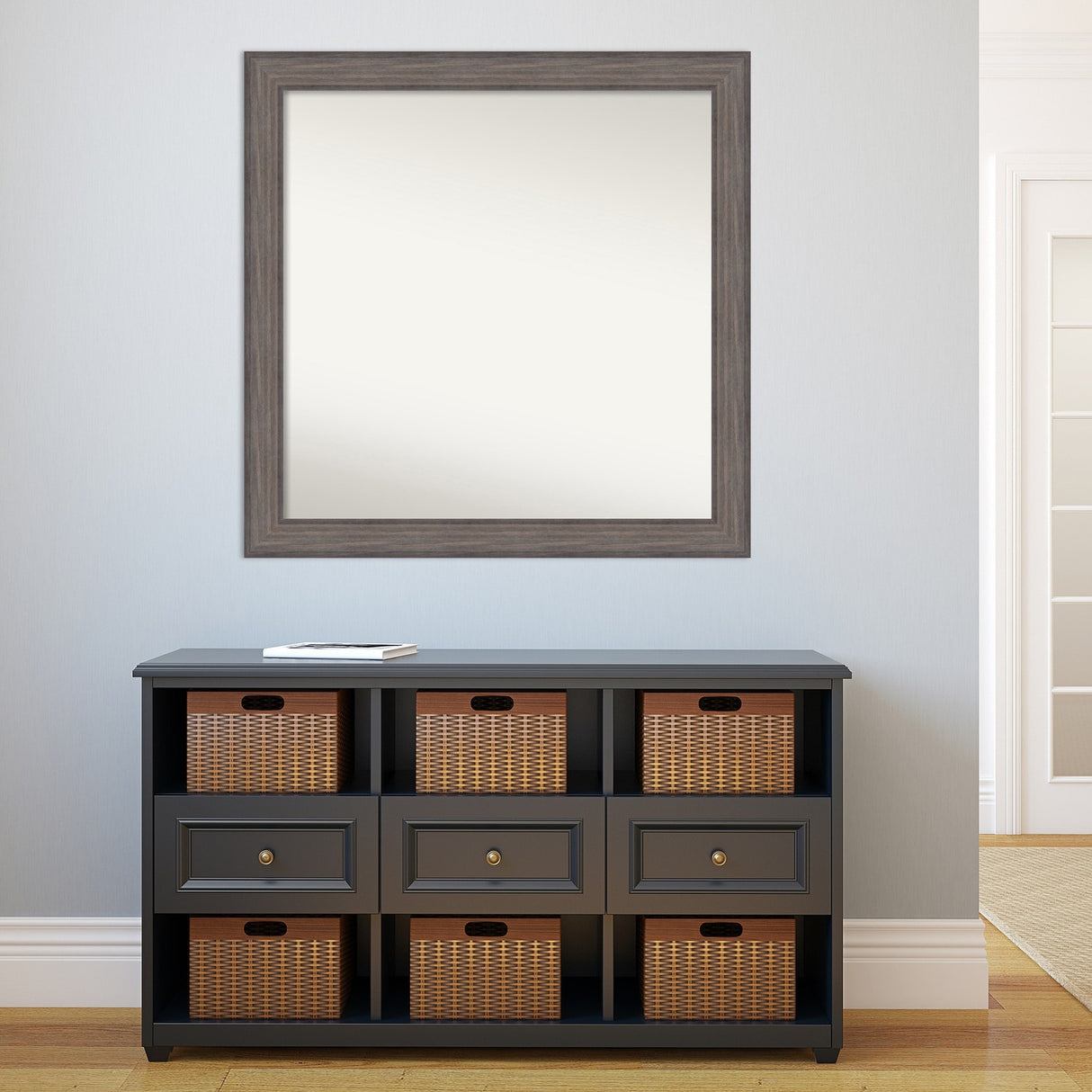 Large Non-Beveled Custom Wall Mirror - Country Barnwood Frame