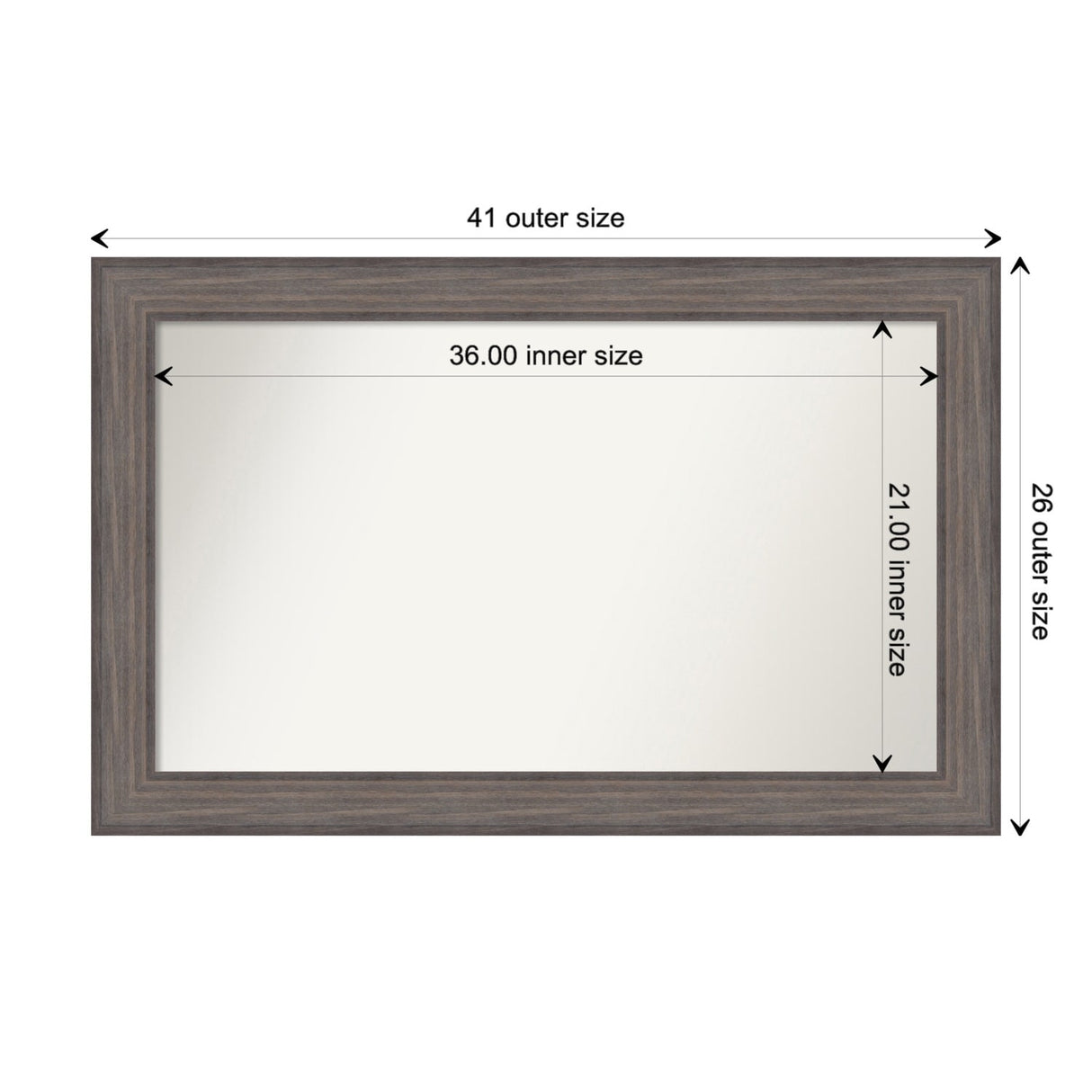 Large Non-Beveled Custom Wall Mirror - Country Barnwood Frame
