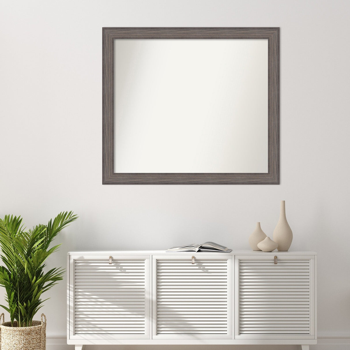 Large Non-Beveled Custom Wall Mirror - Country Barnwood Frame