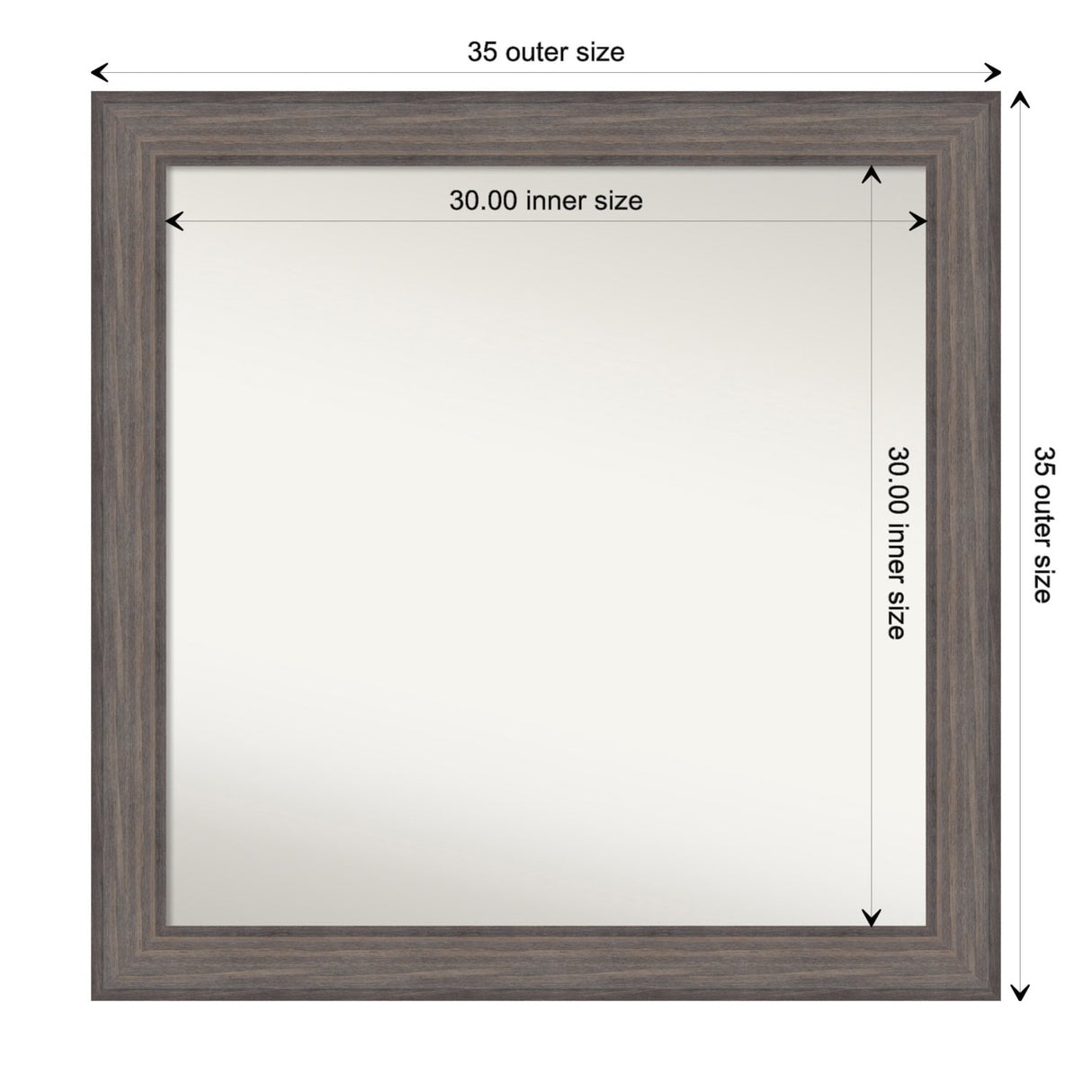 Large Non-Beveled Custom Wall Mirror - Country Barnwood Frame