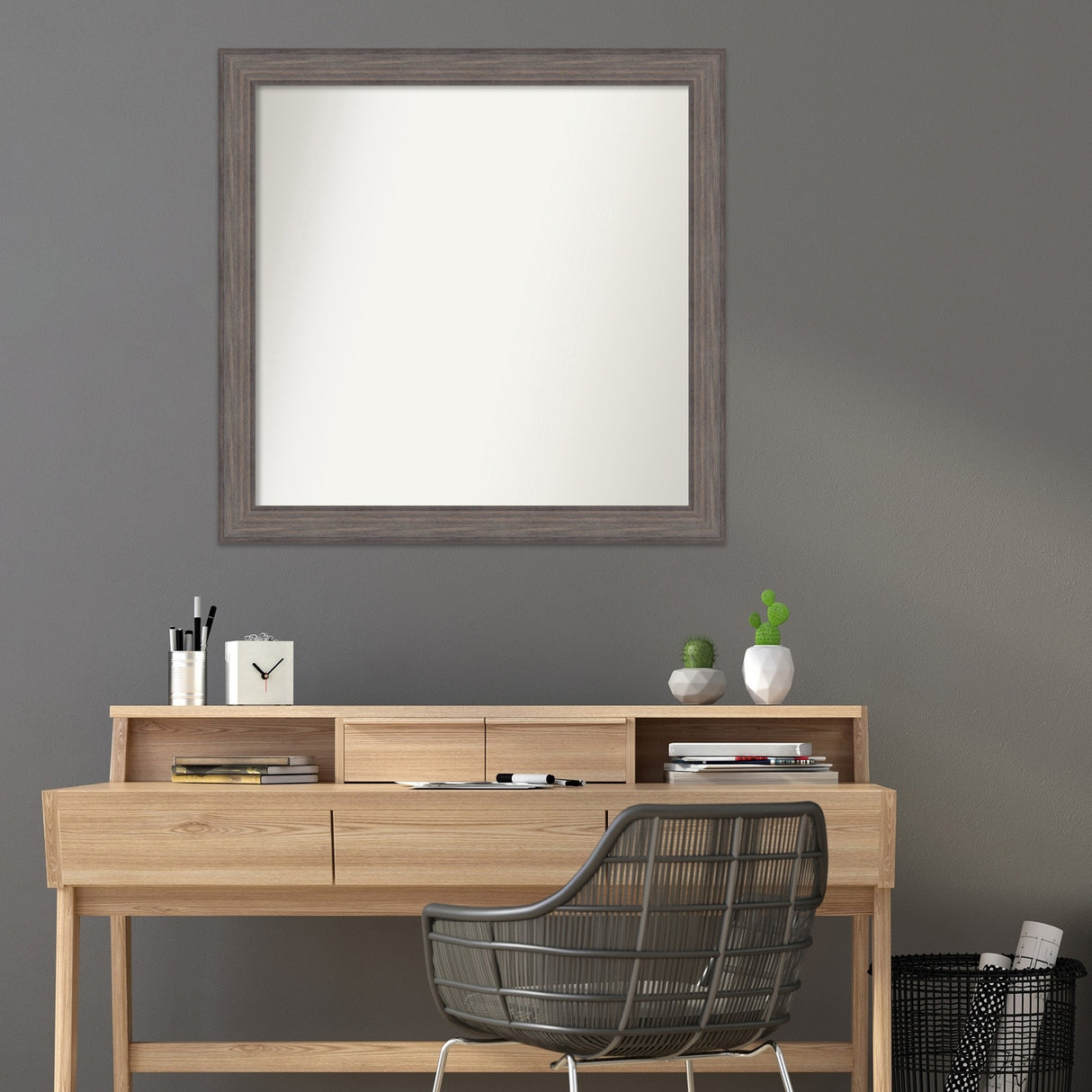 Large Non-Beveled Custom Wall Mirror - Country Barnwood Frame