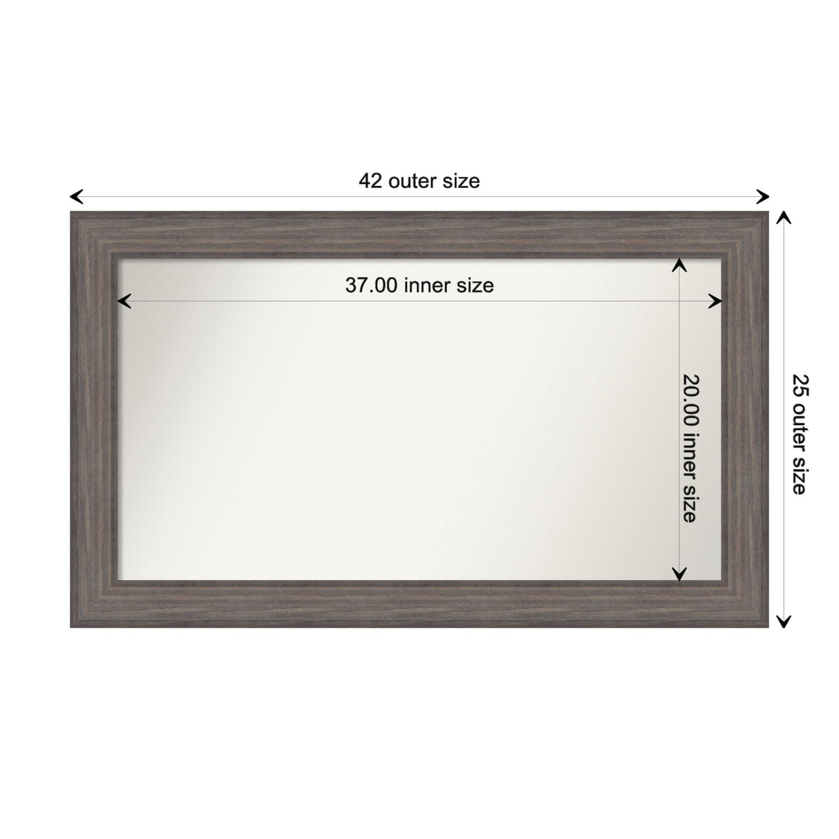 Large Non-Beveled Custom Wall Mirror - Country Barnwood Frame
