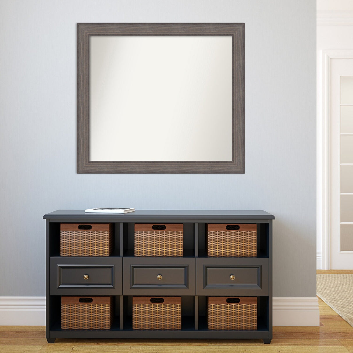 Large Non-Beveled Custom Wall Mirror - Country Barnwood Frame