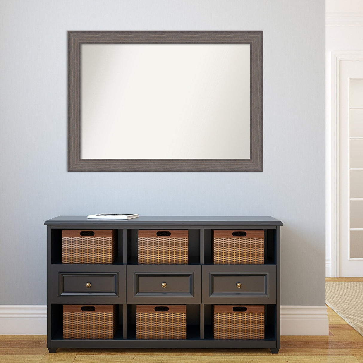 Large Non-Beveled Custom Wall Mirror - Country Barnwood Frame