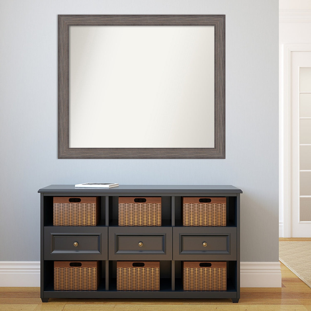 Large Non-Beveled Custom Wall Mirror - Country Barnwood Frame