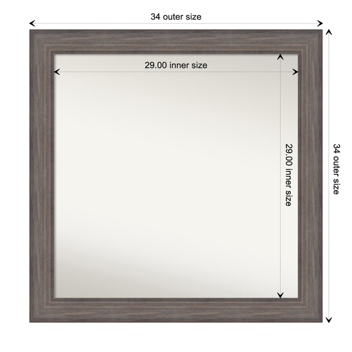 Large Non-Beveled Custom Wall Mirror - Country Barnwood Frame