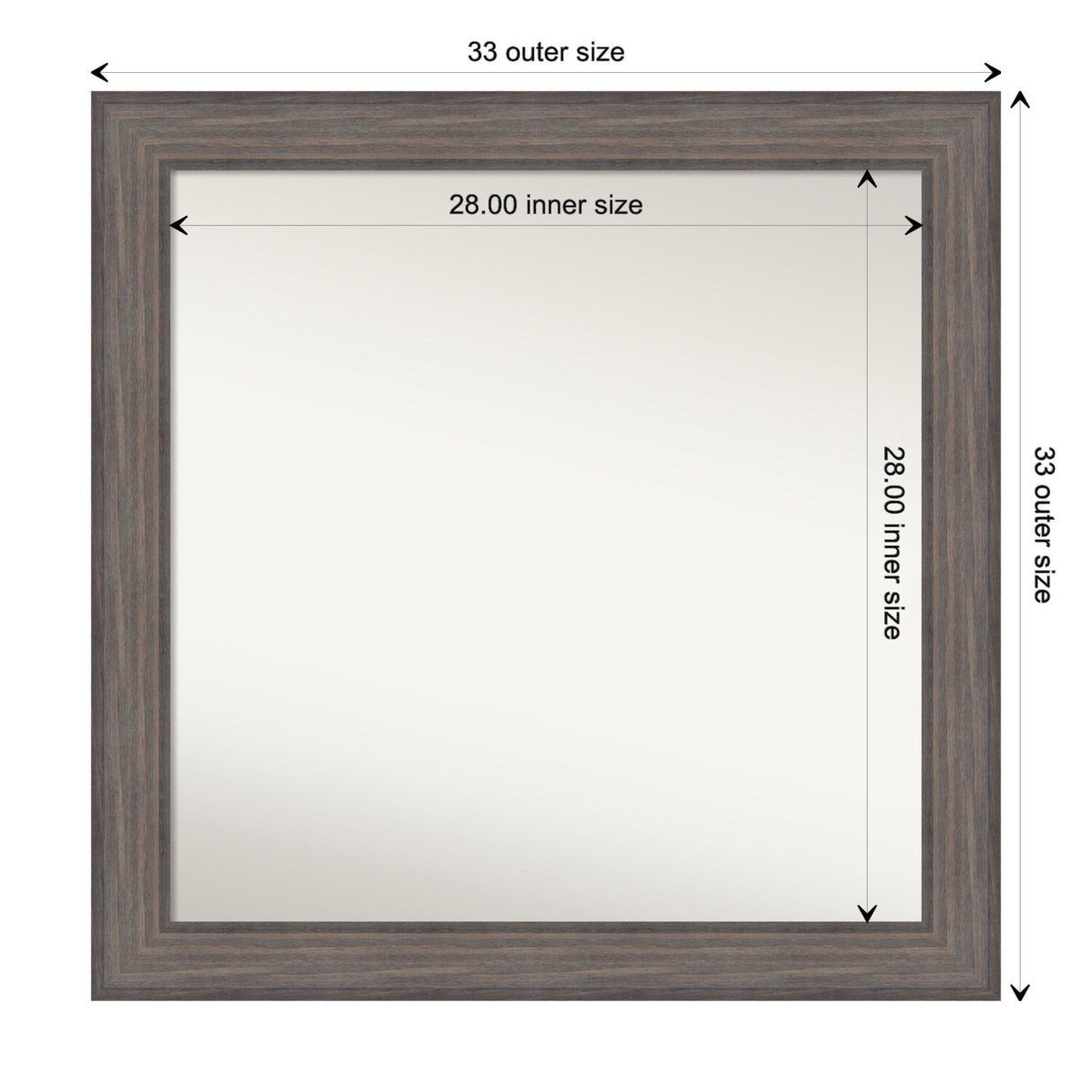 Large Non-Beveled Custom Wall Mirror - Country Barnwood Frame