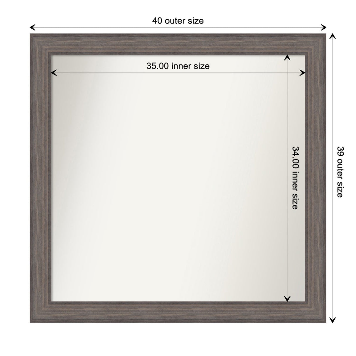 Large Non-Beveled Custom Wall Mirror - Country Barnwood Frame