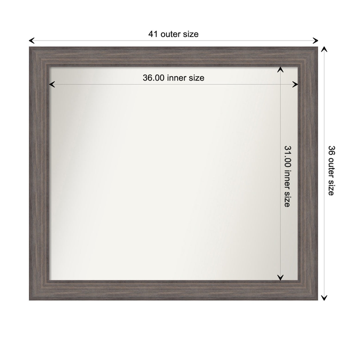 Large Non-Beveled Custom Wall Mirror - Country Barnwood Frame