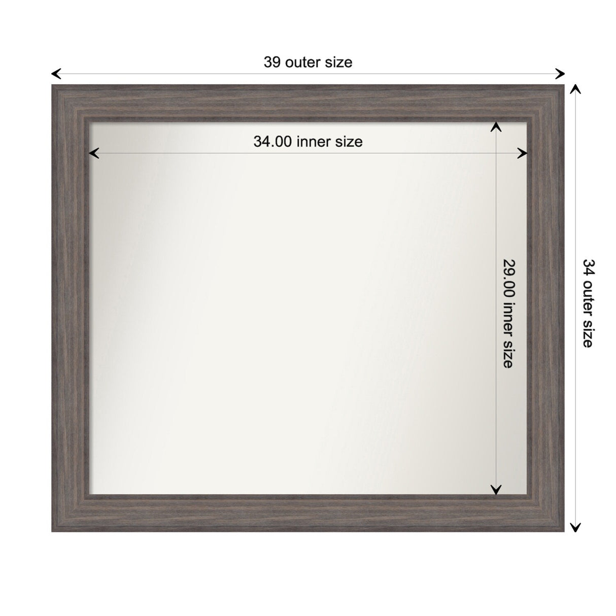 Large Non-Beveled Custom Wall Mirror - Country Barnwood Frame