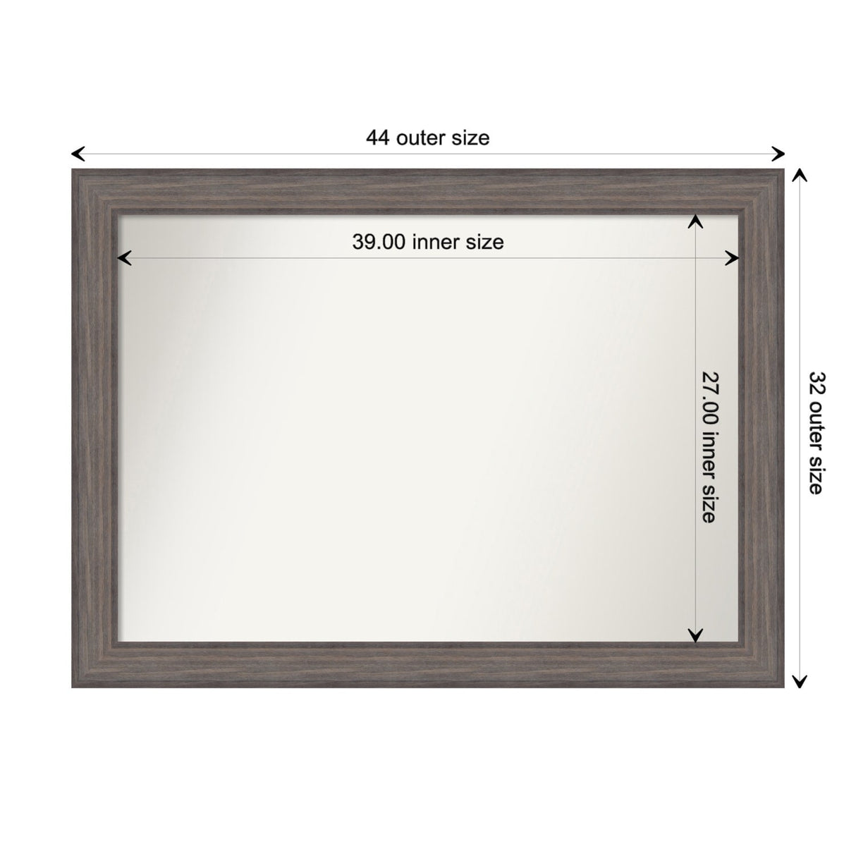 Large Non-Beveled Custom Wall Mirror - Country Barnwood Frame