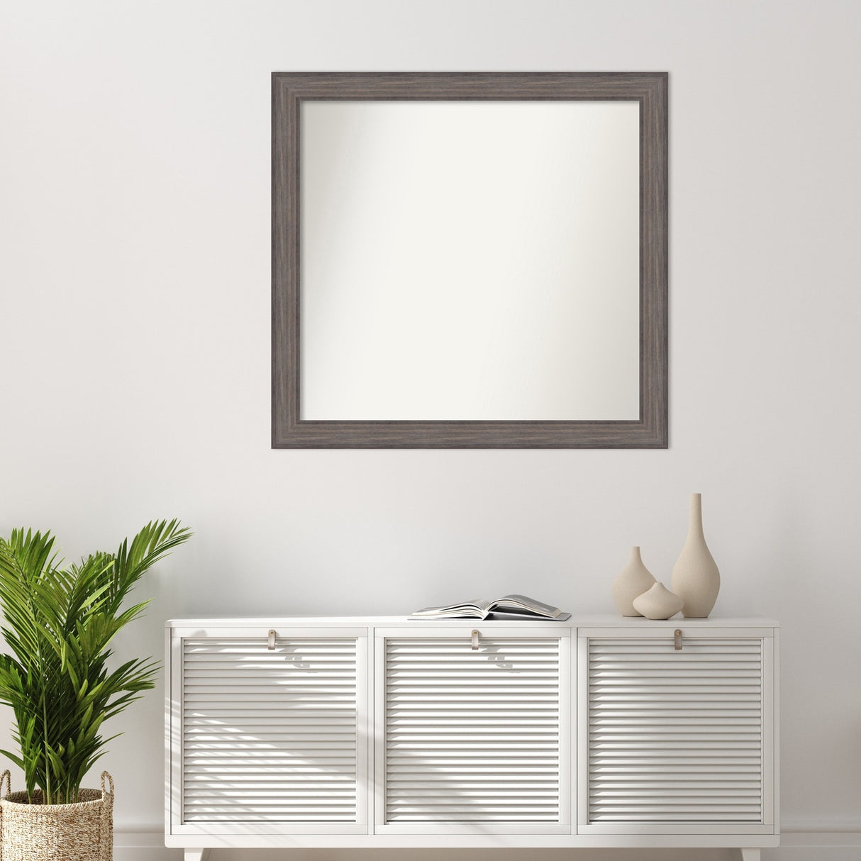 Large Non-Beveled Custom Wall Mirror - Country Barnwood Frame