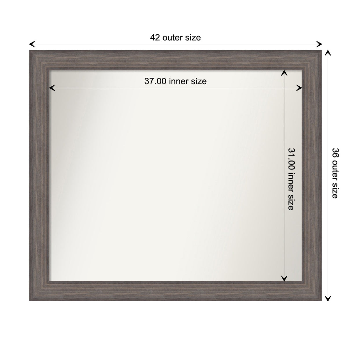 Large Non-Beveled Custom Wall Mirror - Country Barnwood Frame