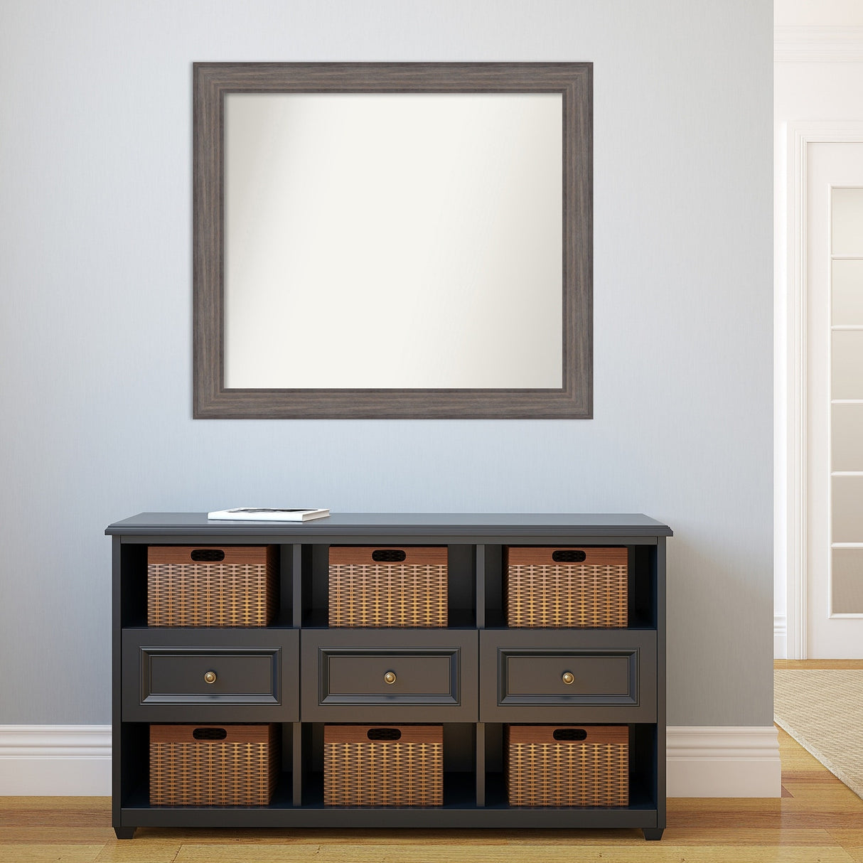 Large Non-Beveled Custom Wall Mirror - Country Barnwood Frame
