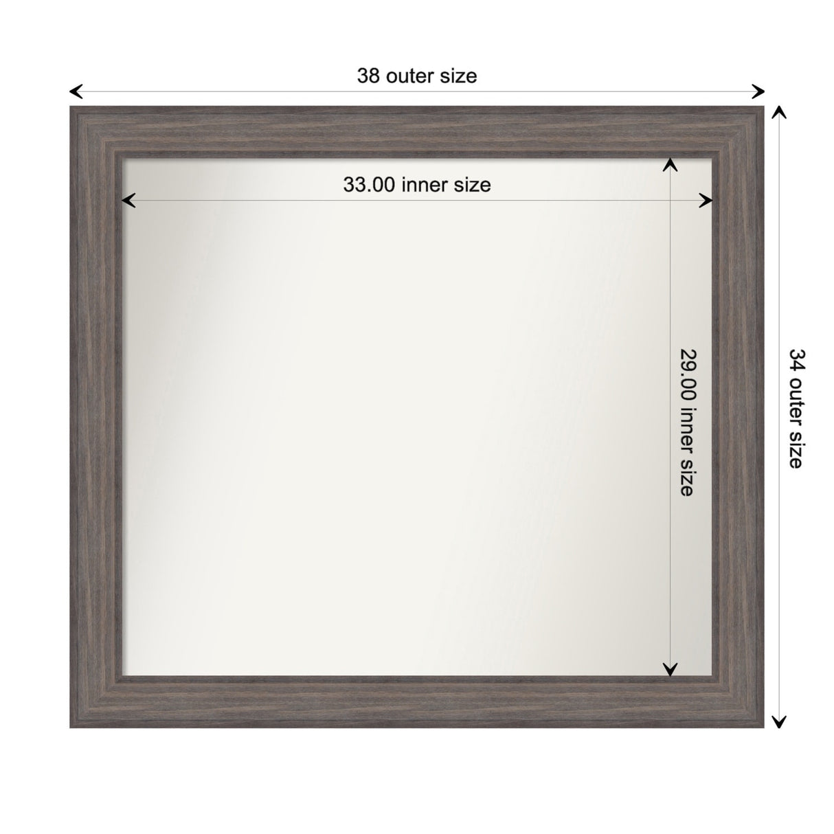 Large Non-Beveled Custom Wall Mirror - Country Barnwood Frame