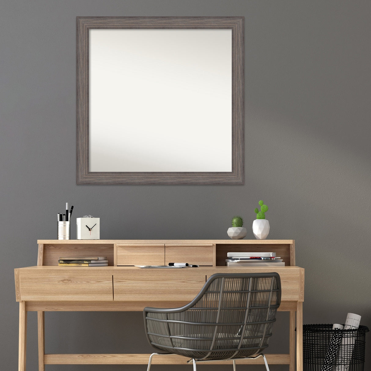 Large Non-Beveled Custom Wall Mirror - Country Barnwood Frame