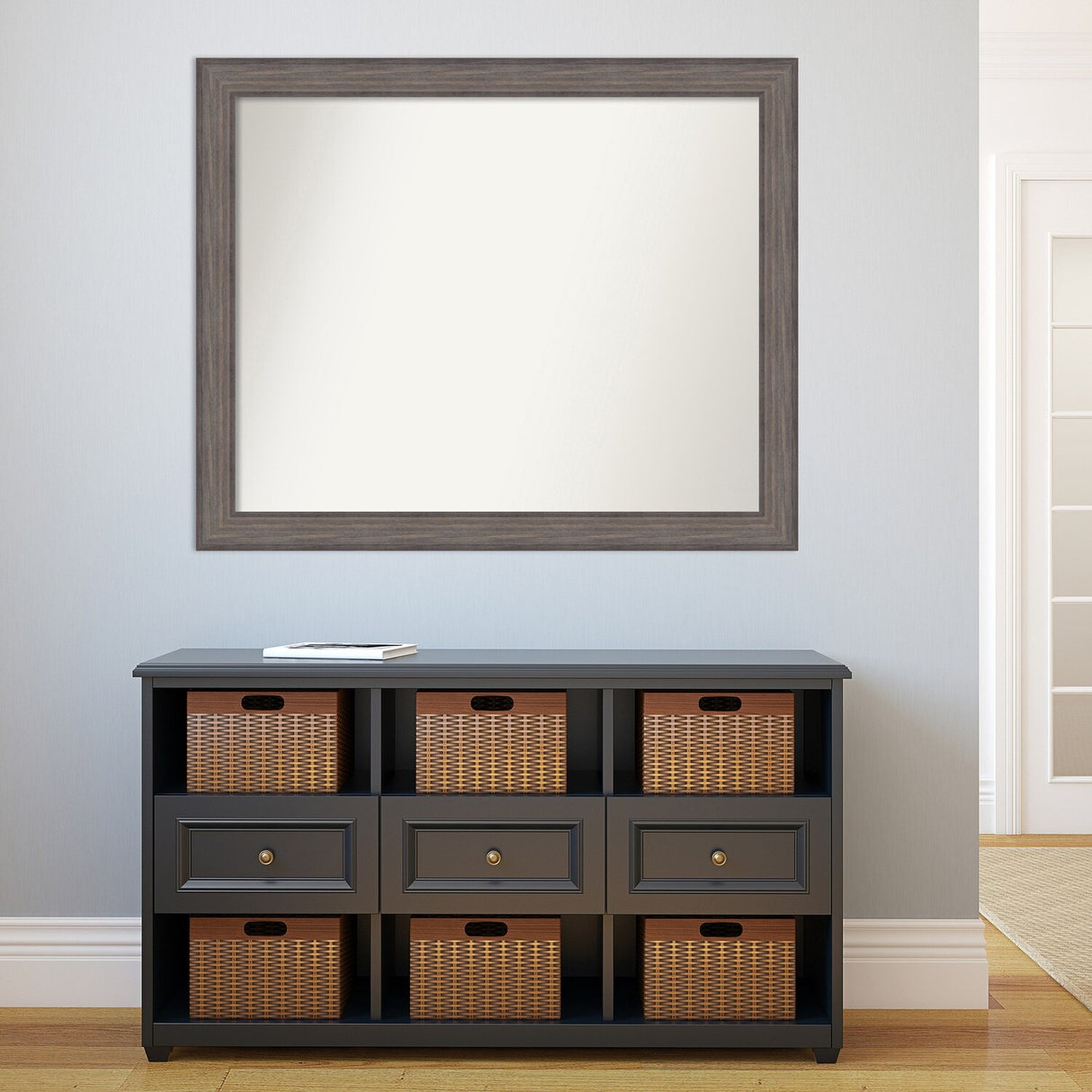 Large Non-Beveled Custom Wall Mirror - Country Barnwood Frame