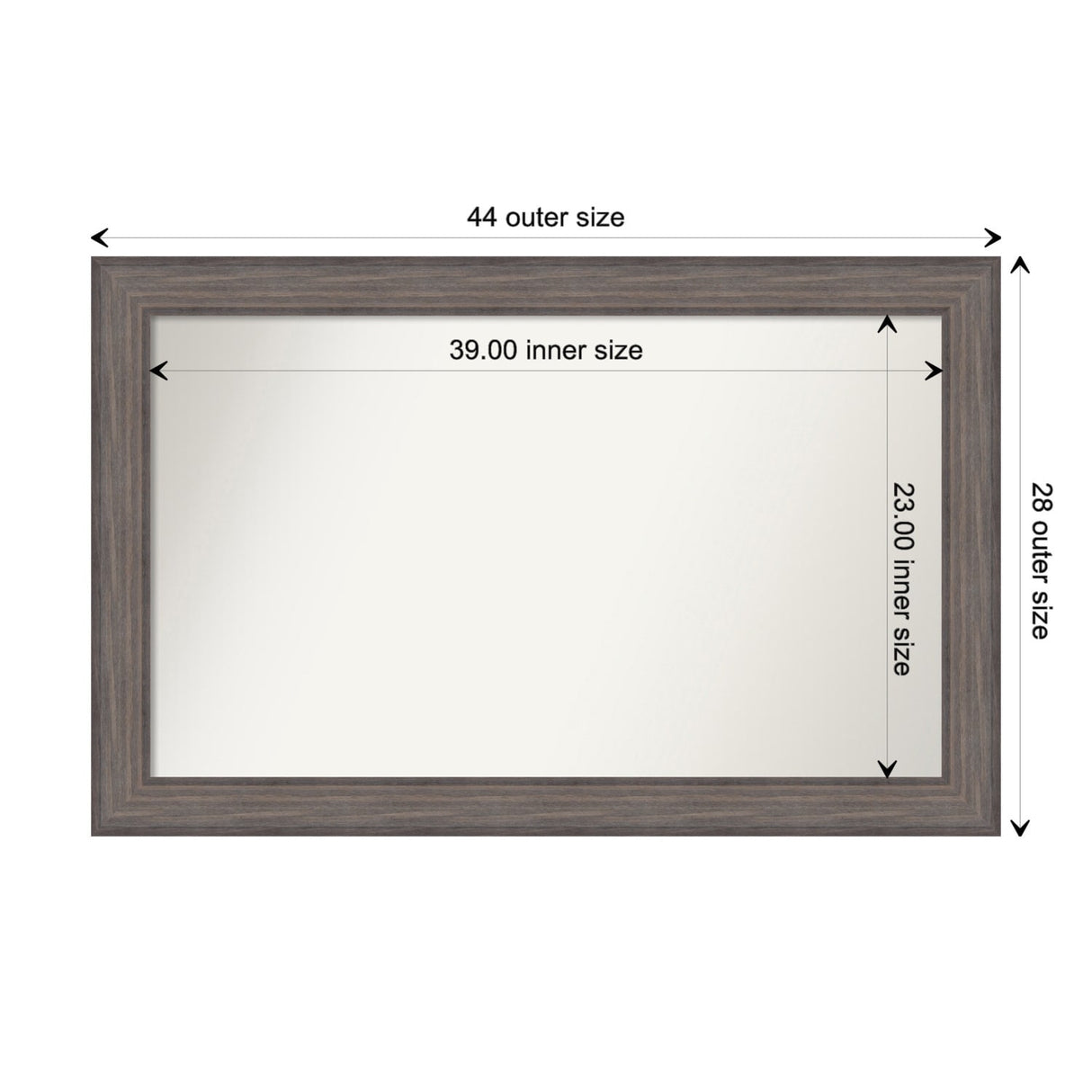 Large Non-Beveled Custom Wall Mirror - Country Barnwood Frame