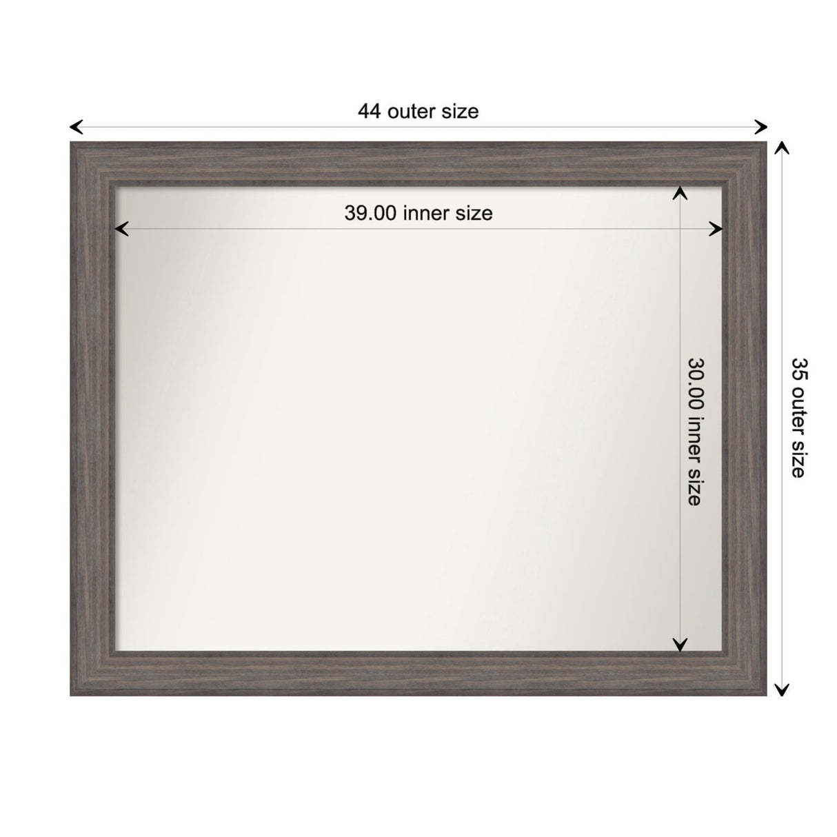 Large Non-Beveled Custom Wall Mirror - Country Barnwood Frame