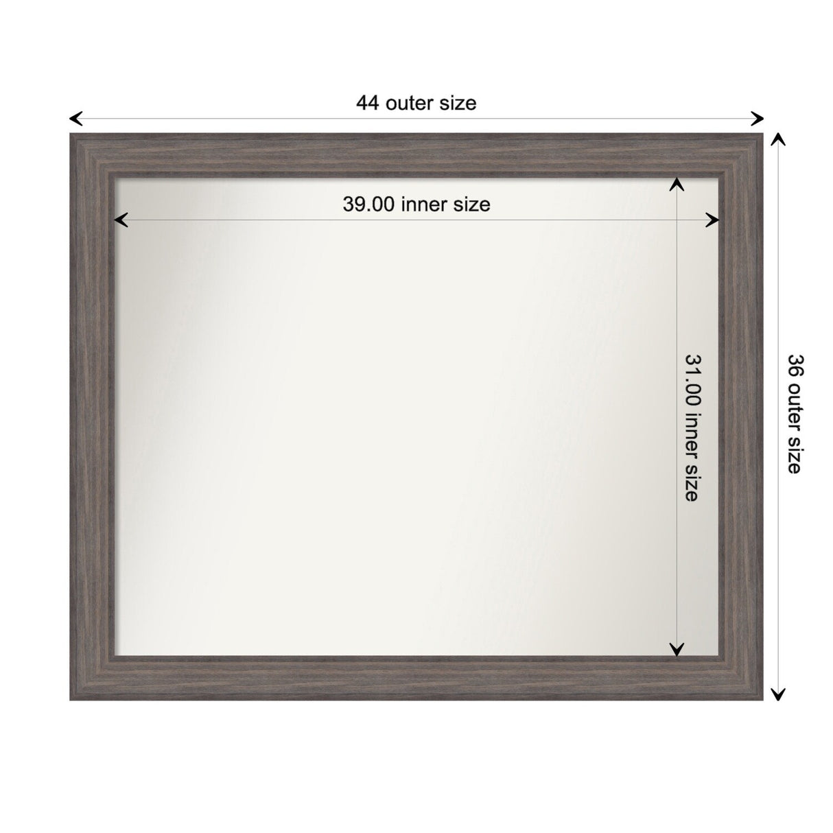 Large Non-Beveled Custom Wall Mirror - Country Barnwood Frame