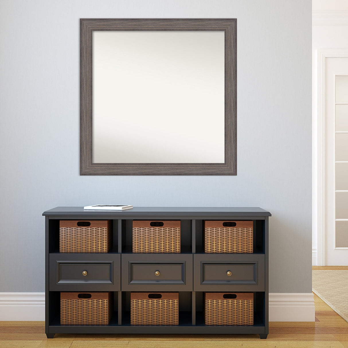 Large Non-Beveled Custom Wall Mirror - Country Barnwood Frame