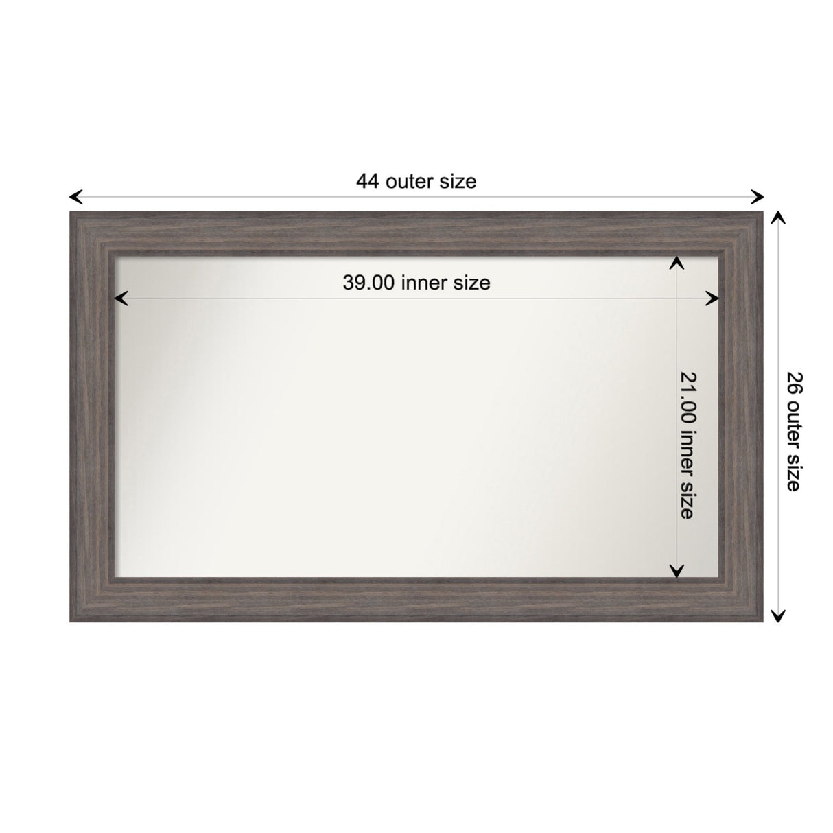 Large Non-Beveled Custom Wall Mirror - Country Barnwood Frame